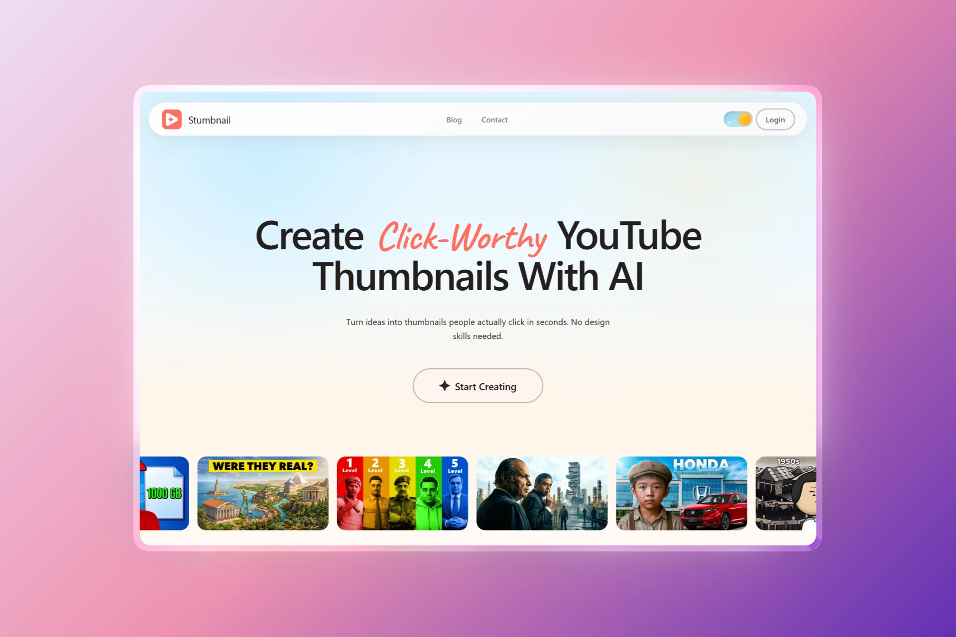 Stumbnail thumbnail generator dashboard preview
